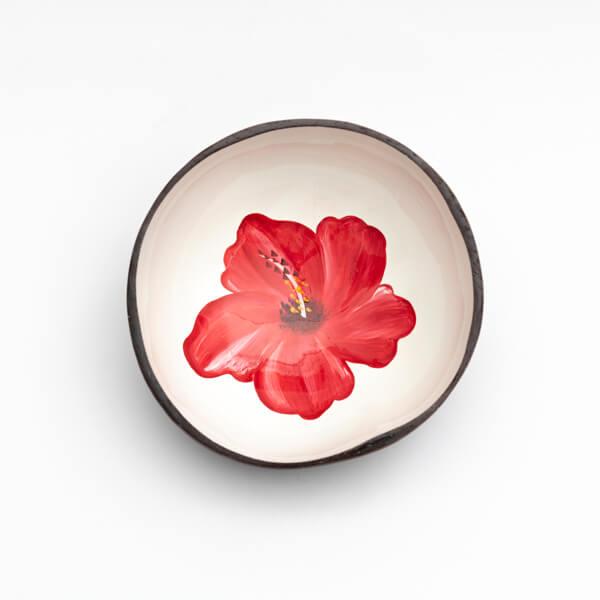 Coconut bowl hibiscus hand-painted